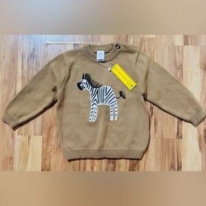 New Baby Boys Cute Zebra 🦓 Graphic Knit Sweater Color Brown Size 18-24M